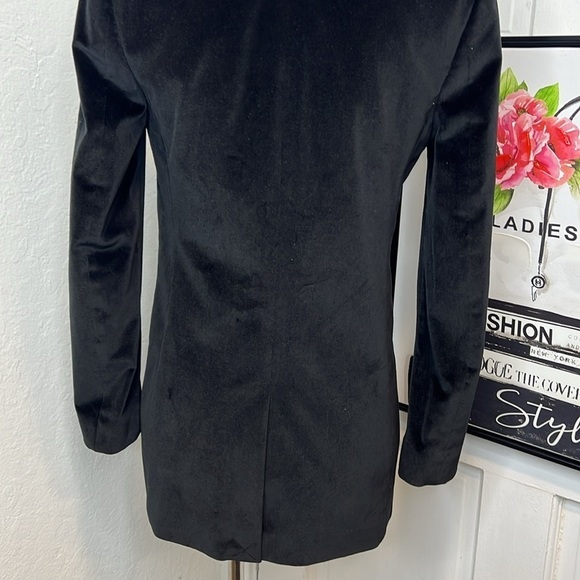 Madewell Black Crushed Velvet Blazer Size 00 - Picture 7 of 9